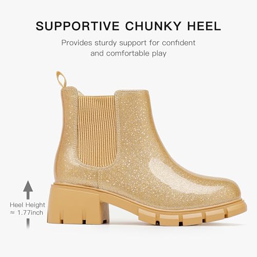 Image of Dufannie Girls Ankle Boots Kids Chelsea Booties Slip on Lug Sole Low Heel Fall Boot for Little Big Kid