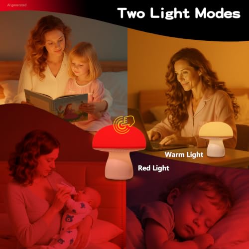 Image of Red Light Therapy Lamp, Dimmable Red Night Light for Bedroom Sleep