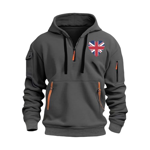 Generisch Sudadera con capucha para hombre cálida - Sudadera de forro polar con cremallera para hombre, chaqueta deportiva cómoda, chaqueta térmica ligera, camiseta de manga larga, sudadera moderna