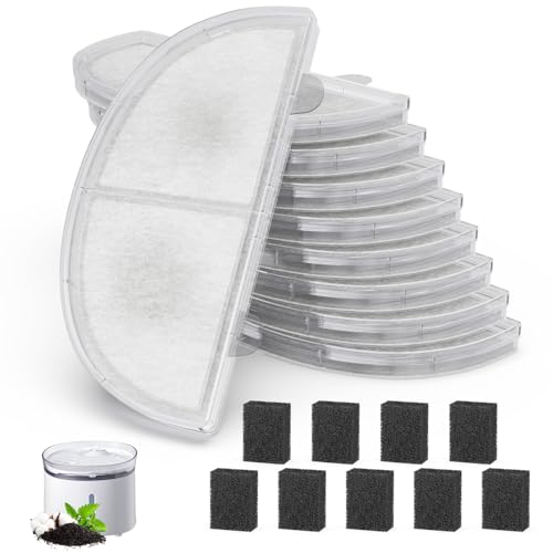 Cat Water Fountain Filter Pet Drinking Fountain Filter Replacement Compatible with WF20/CF20 | Triple-Layer Filtration System 9Pack (9 Sponges Included)
