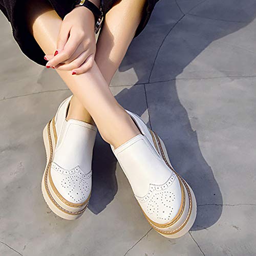 Odema sapato feminino plataforma plataforma anabela vintage Oxford clássico com cadarço e bico redon