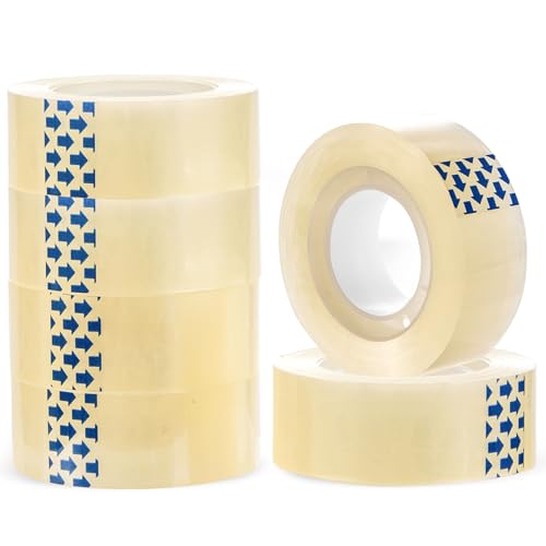 MnexiaPack 6 Rolls Clear Tape 19mm x 33m Transparent Tape Refills for Cellotape Dispenser Ideal for Gift Wrapping Christmas Birthday Sticky Tape for Home Office School Arts & Crafts