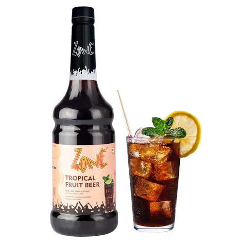 Image of ZONE Tropical Fruit Beer Flavoured Bar Syrup, 1000ml Bottle | Suitable for Cocktails, Mocktail, Drinks, Juices, Beverages and More | Non Alcoholic Mix | 30+ Flavours Available