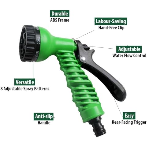 Image of MITVIK Mini High Pressure Water Spray Gun Nozzle - Metal & Rubber Trigger Jet for Car Wash, Bike Cleaning, Gardening & Multipurpose Home Use (Black) (Water Spray Gun Nozzle)