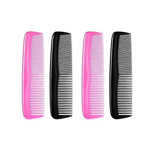 resistente Peines de Pelo, 4 Peines de Pelo de Plástico, Peines de Pelo de Plástico de Bolsillo, Peine de Corte de Pelo con Dientes Finos y Estándar, Herramienta de Cuidado de Cabello
