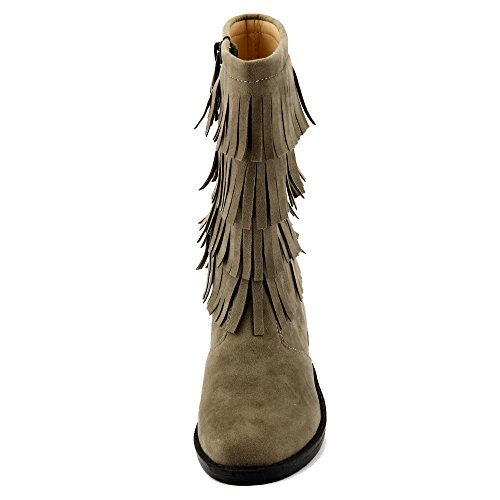 The Doll Maker Tall Fringe Flat Suede Boot2