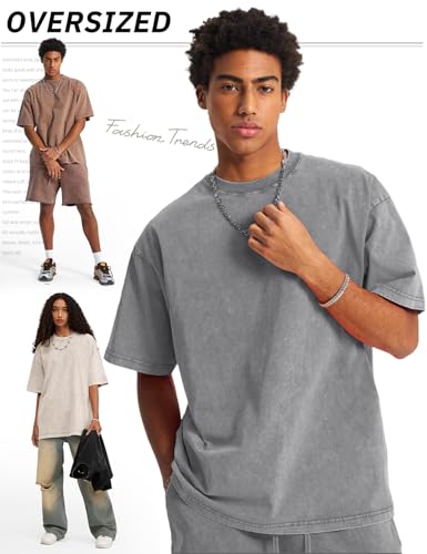 Image of Arssm Men Oversized T Shirts Vintage Tee Loose Fit Short Sleeve Casual Streetwear Baggy Washed Unisex Tops