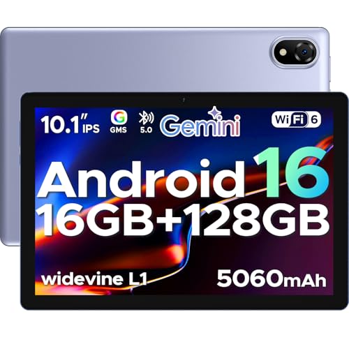 DOOGEE U10 Android 16 Tablets, 10 Inch HD+ IPS Tablet, 16GB RAM+128GB ROM+2TB AI Tablet, 5060mAh Android Tablets, 8MP+5MP Cameras, Gemini AI/Widevine L1/WIFi 6/BT 5.0/3.5mm headphone- Purple