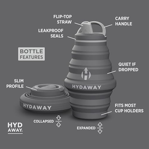 Image of HYDAWAY 17oz Collapsible Water Bottle - BPA-Free, Leakproof, Lightweight, and Space-Saving - Perfect for Travel, Hiking, and Everyday Hydration