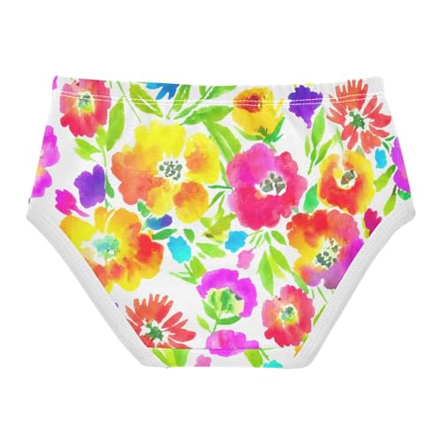 Cotton Toddlers Underwear Floral Vibrant Watercolor Flowers Pink Girl Panties Cute Funny Kids Briefs Undies 2t2