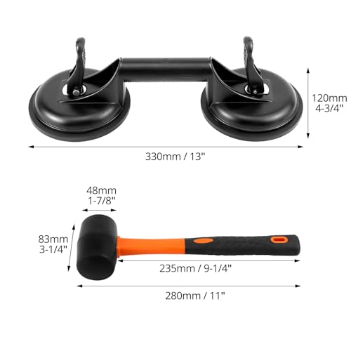 Image of QWORK Floor Gap Fixer Tool for Laminate Floor Gap Repair with 11.8 Inch Plastic Mallet, for Floating Wooden Floors