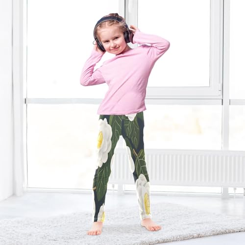 Bolaz Toddler Girls Leggings Printed Yoga Pants Leggings Flowers White for Kids4