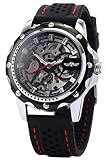 Gosasa Men's Wrist Watch Classic Steampunk Skeleton Automatic Watch Self-Wind Sport Mechanical Silic