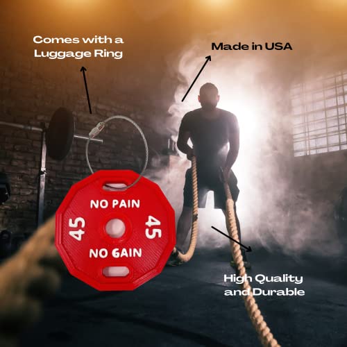 No Pain No Gain Bodybuilding Red Gym Bag or Backpack Charm - Perfect for Weightlifters - Made in The USA! (Red) (No Pain No Gain)3