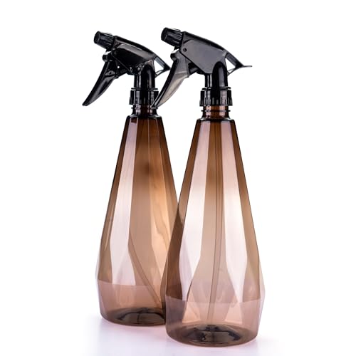 Amber Spray Bottle Cleaning Spray Bottles,Healthy Plastic, 32oz Spray Bottle For Hair&Hand&Clothe&Bathroom&Plant, Empty Mister Refillable Spray Bottles With ET,Essential Oil,Water,etc.(2 pack)