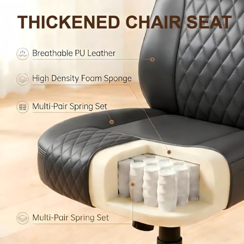 Image of GTPLAYER Leather Office Chair, Home Desk Chair with Flip-up Arms and Ergonomic Back - Comfy Heavy Duty Executive Chair for Home Office Gaming, Gray