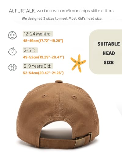 Image of FURTALK Kids Toddler Baseball Hat Boys Girls Adjustable UPF50+ Washed Cotton Baseball Cap