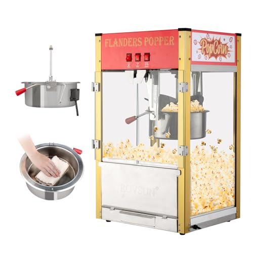 Image of ROVSUN Commercial Popcorn Machine Movie Theater Style w /12 Ounce Kettle Makes Up to 80 Cups, Countertop Popcorn Maker Popcorn Machine w /Stainless Steel Scoop, Oil Spoon & 3 Popcorn Cups, ETL, Red