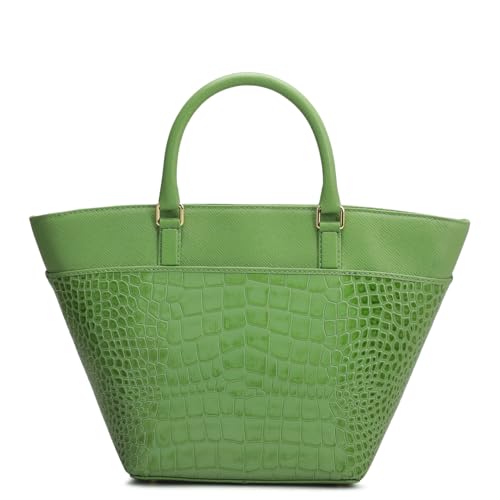 Image of Da Milano Genuine Leather Green Satchel (Small)