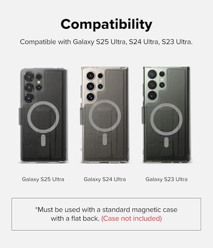 Image of Ringke Folio Wallet Magnetic for Samsung Galaxy S25 Ultra [Compatible with MagSafe Case] Detachable Slim PU Leather Grip Card Holder Wallet Flip Cover for Flat Back Magnetic Case - Black