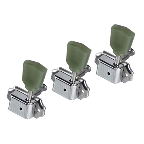 FLEOR Chrome 3x3 LP SG Guitar Tuning Pegs Vintage Style 3L 3R Machine Heads Green Top - Image 3