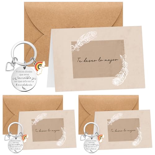 Jadive 3 Sets Regalos de Compañeras de Trabajo Llaveros Inspiradores Tarjetas Plegables y Sobres Regalo de Despedida para Colegas Regalo de Agradecimiento para Compañeras Navidad Cambio de Trabajo