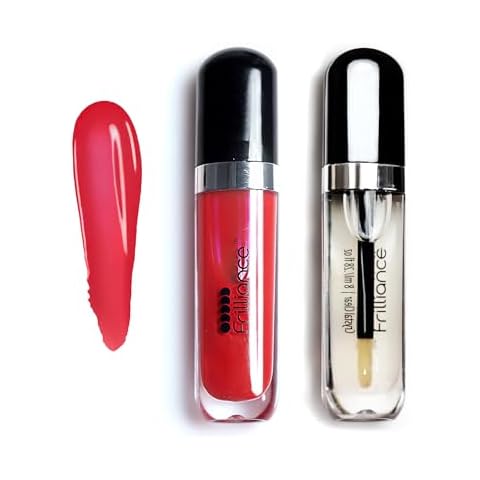 Frilliance Lip Duo Moisturizing Natural Lip Gloss Cherry Glaze, Crystal Clear, Cruelty Free Hypoallergenic All Skin Types Cover