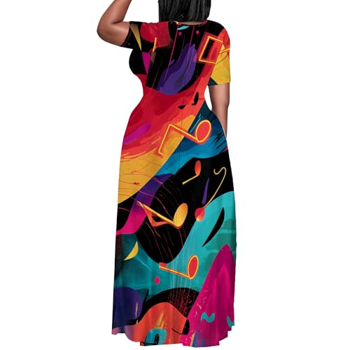 Image of SUZONANA Plus Size Dresses for Women Summer Casual Maxi Dress Short Sleeve Loose Vacation Dress