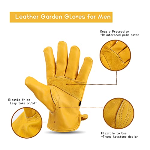 Lusaya Gardening Gloves,Rose Pruning Prick Resistant Cut Resistant Daily Protective Gloves 100Percent Full Cowhide Soft & Comfortable, X-Large #TOP1