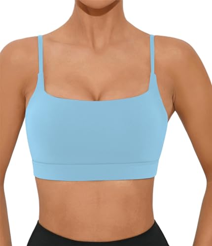 Image of Comper Sports Bra for Women Wirefree Racerback Workout Bras Sexy Thin Straps Yoga Sport Bras with Removable Pads