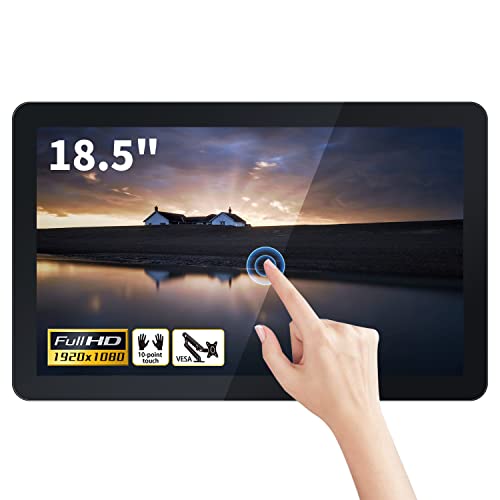 Image of 18.5 inch Capacitive Multi-Touch Screen Industrial Monitor, 16:9 Display 1920 x 1080P, Built-in Speakers, VGA, DVI & HD-MI Monitor for PC, POS, Small Business, Restaurant