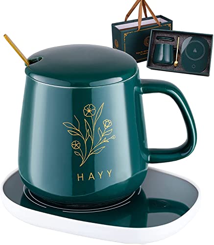 Image of PIYUCOLONY Coffee Mug Warmer for Desk with Auto Shut Off, Electric Cup Warmer for Coffee, Tea & Milk, Smart Beverage Warmer with Spoon, Portable Drink Heater for Home & Office (Pack of 1)