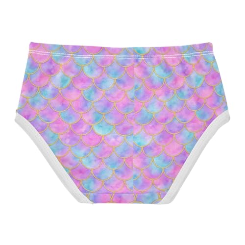 Joisal Pattern Toddler Underwear Floral 2t Cotton Panties Little Girl Gradient Mermaid Scale Pink Teal Briefs Underpants2