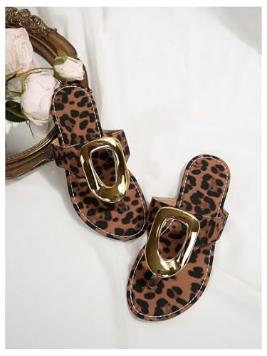 Verdusa Women's Leopard Print Flip Flops Flat Sandals Casual Summer Thong Sandals2