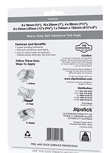 Almohadillas autoadhesivas de fieltro Slipstick con lana premium y pack de 37 piezas 6