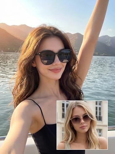 Image of 2 Packs Sunglasses for Women Polarized UV400 Protection Lens Big Frame Fashion Glasses Trendy Stylish Shade