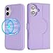 Zouzt Case for iPhone 16 6.1 Inch, 2 in 1 Detachable Wallet with Card Holder for MagSafe Magnetic Wireless Charging Premium PU Leather Flip Folio Kickstand Shockproof Cover Women, Purple