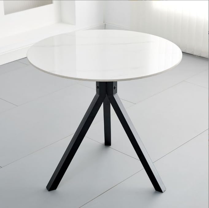 Table de salle à manger ronde en marbre et métal noir : alliance moderne de luxe
