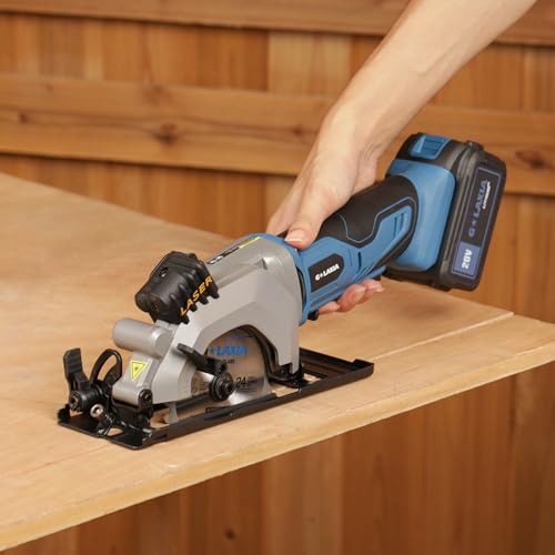 G LAXIA Mini Circular Saw, 4-1/2" 3400RPM Compact Cordless Circular Saw with 4.0A Battery, Laser Guide, Rip Guide, Mini Table Saw with 2Pcs Blades for Wood, Soft Metal and Plastic Cuts - Image 6