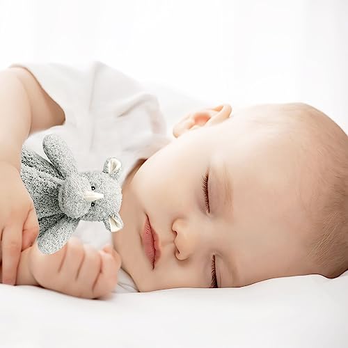 Image of Baby Gray Rhino Soft Stuffed Animal Security Blanket, Plush Rhino Character Lovey Blanket, Baby Shower /Nursery Gift, Newborn Infant Toddler Snuggle Blankie for Boys Girls, 18 Inches