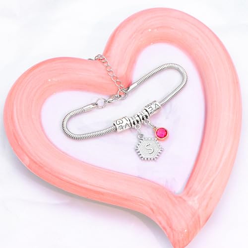 HEYEJET Initial Bracelet Women Gifts 26 Letters Initial Charms Bracelet Silver Bracelet Birthday Christmas Jewellery Gift for Women Teen Girls - Image 5