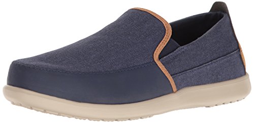 Crocs Men's Santa Cruz Deluxe Slip-On M Slip-On Loafer, Navy/Cobblestone, 10 M US