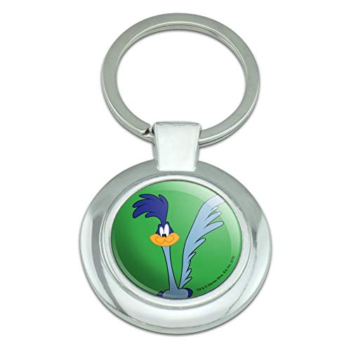 GRAPHICS & MORE Looney Tunes Road Runner Keychain Classy Round Chrome Plated Metal