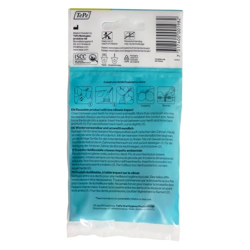 TePe Interdentalbürste Gemischt ISO-Größe 0-7 (0,4-1,3 mm) / Für eine einfache und gründliche Reinigung der Zahnzwischenräume / 1 x 8 Interdentalbürsten