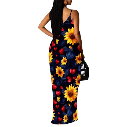 Image of SUZONANA Women Plus Size Summer Maxi Dress Spaghetti Strap Loose Sundress