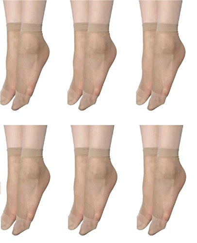 Cotson Girl's Nylon Transparent Socks (Beige, Free size) - Pack of 6