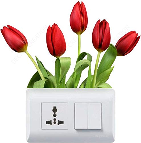 Decals Creation Vinyl Flowers Switch Board Fridge Wall Sticker, 23.62 x 29.92 x 0.39 Inches, Multicolour, Botanical 1
