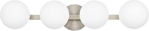 Lámparas de tocador de baño, modernas 4 luces de globo de pared, iluminación de níquel cepillado, lámpara de montaje en pared de porche para baño,