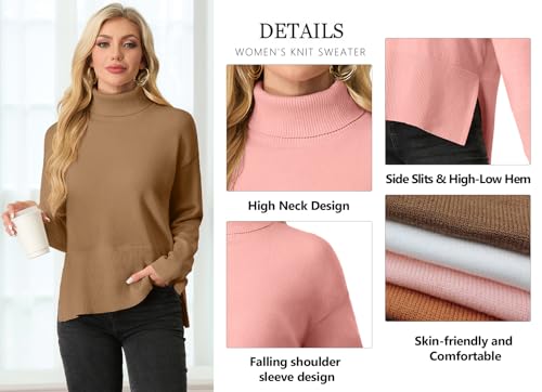 IWOLLENCE 2025 Winter Fall Turtleneck Sweater High Neck Long Sleeve Sweaters Pullover Outfit4