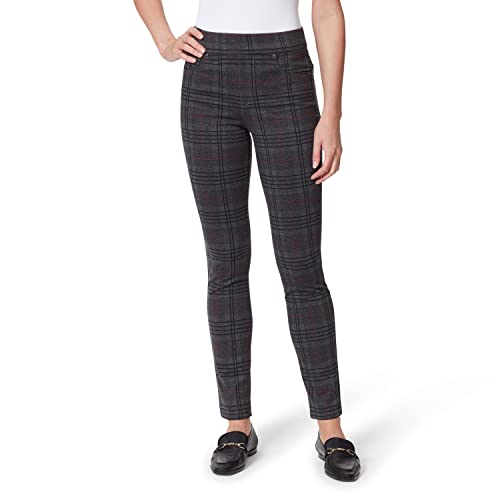 Gloria Vanderbilt Women's Avery Ponte Slim Pull on Pant, Reims Grid Plaid, 6 Short